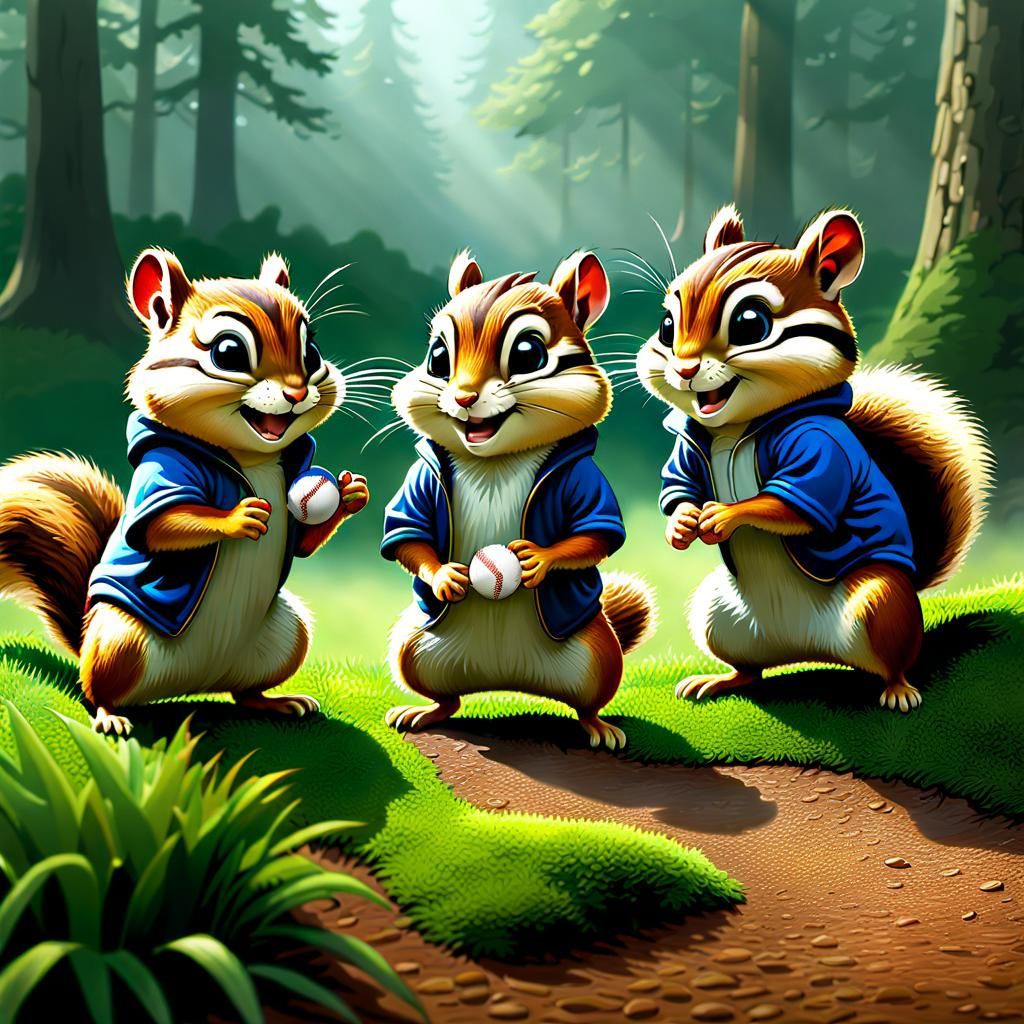 chipmunks playing baseball - AI Generated Artwork - NightCafe Creator