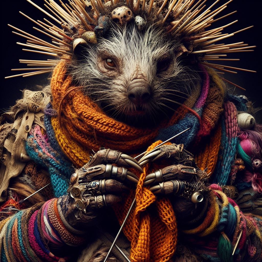 Spikes loves knitting