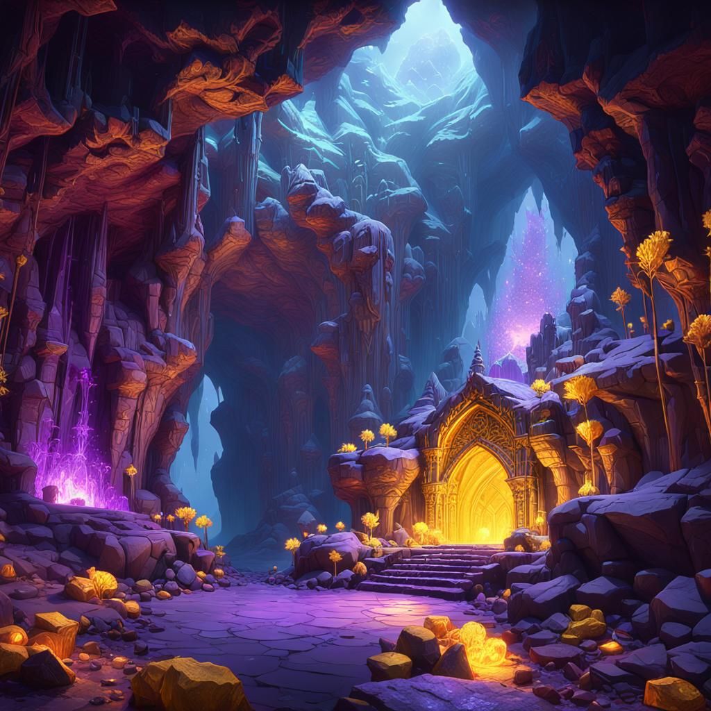 Deep crystal cave