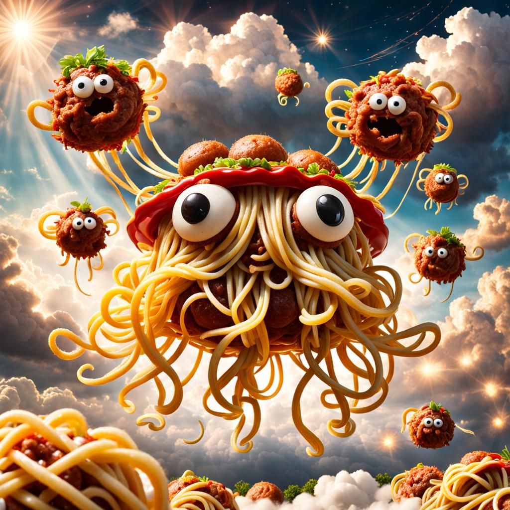 The Flying Spaghetti Monster  by @Laevos