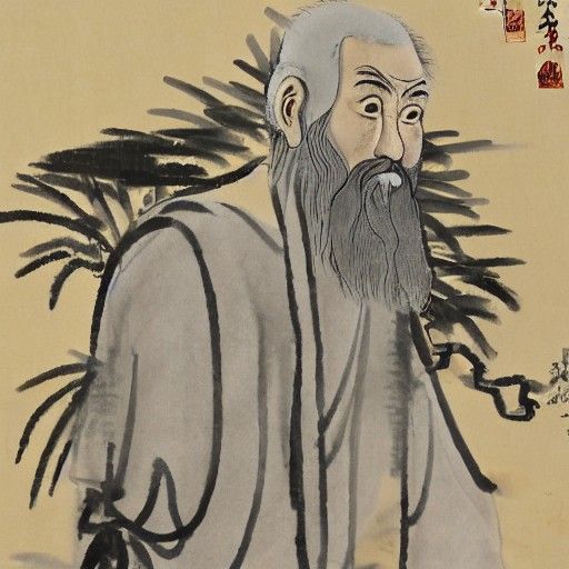 Diogenes of Sinope in Chinese Sumi-e Style