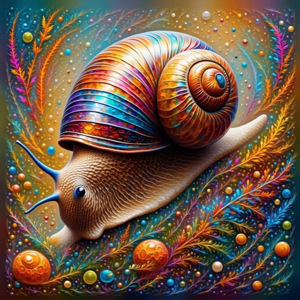 Shimmering Snail <lora:Shimmer and Glitter:1.0> 