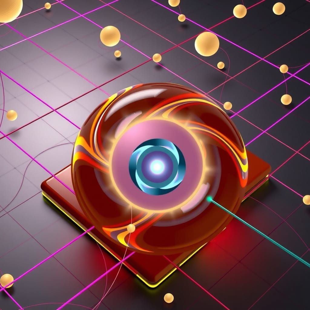 A highly detailed, 64D CGI scene visualizing the chiral anomaly in SU(N) gauge theories with Weyl fermions, depicting the action I[ψ,ψ̄,A_μ]...