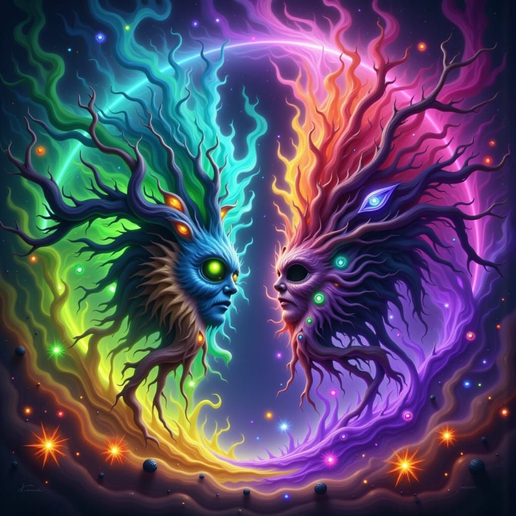 Good & Evil Elementals <lora:TeXtur3Z-3:1.0>