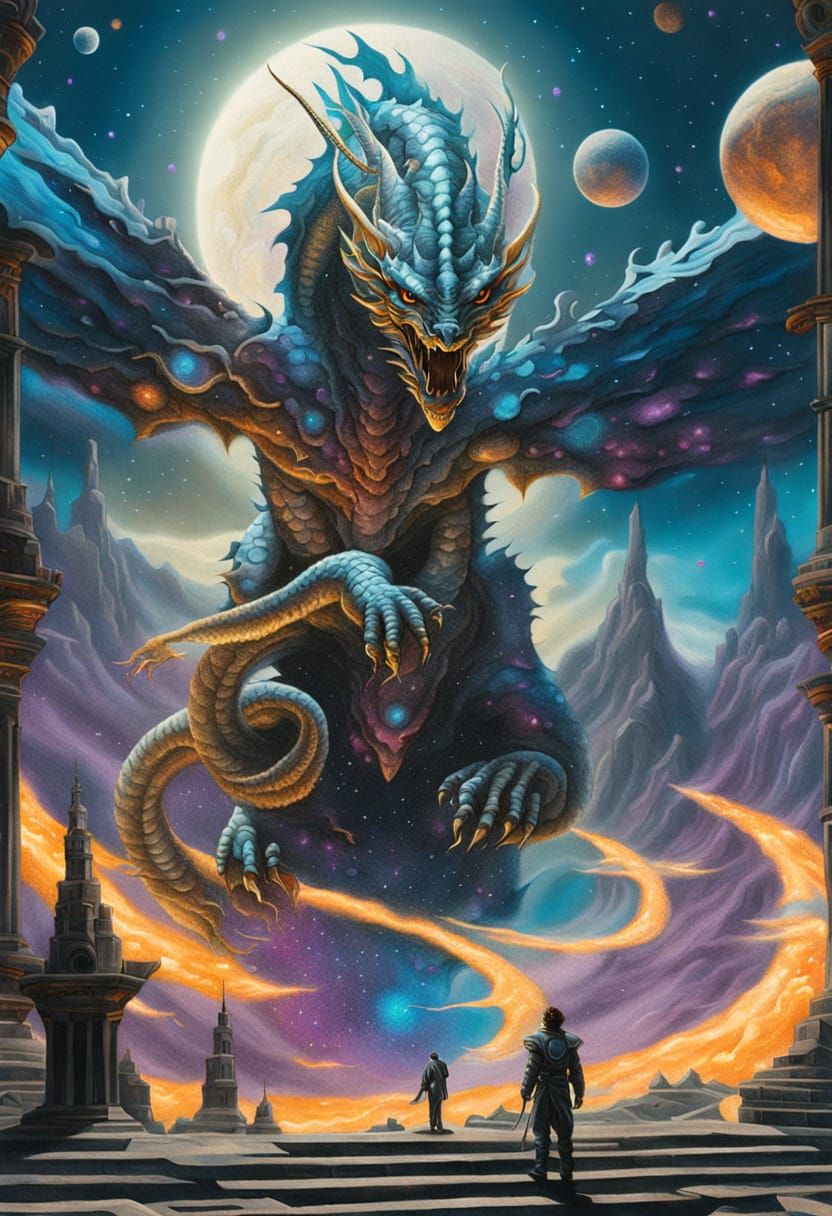 Floating islands. Floating islands. A vibrant, overgrown jungle canopy forms a massive island floating amidst swirling, pastel-colored cloud...