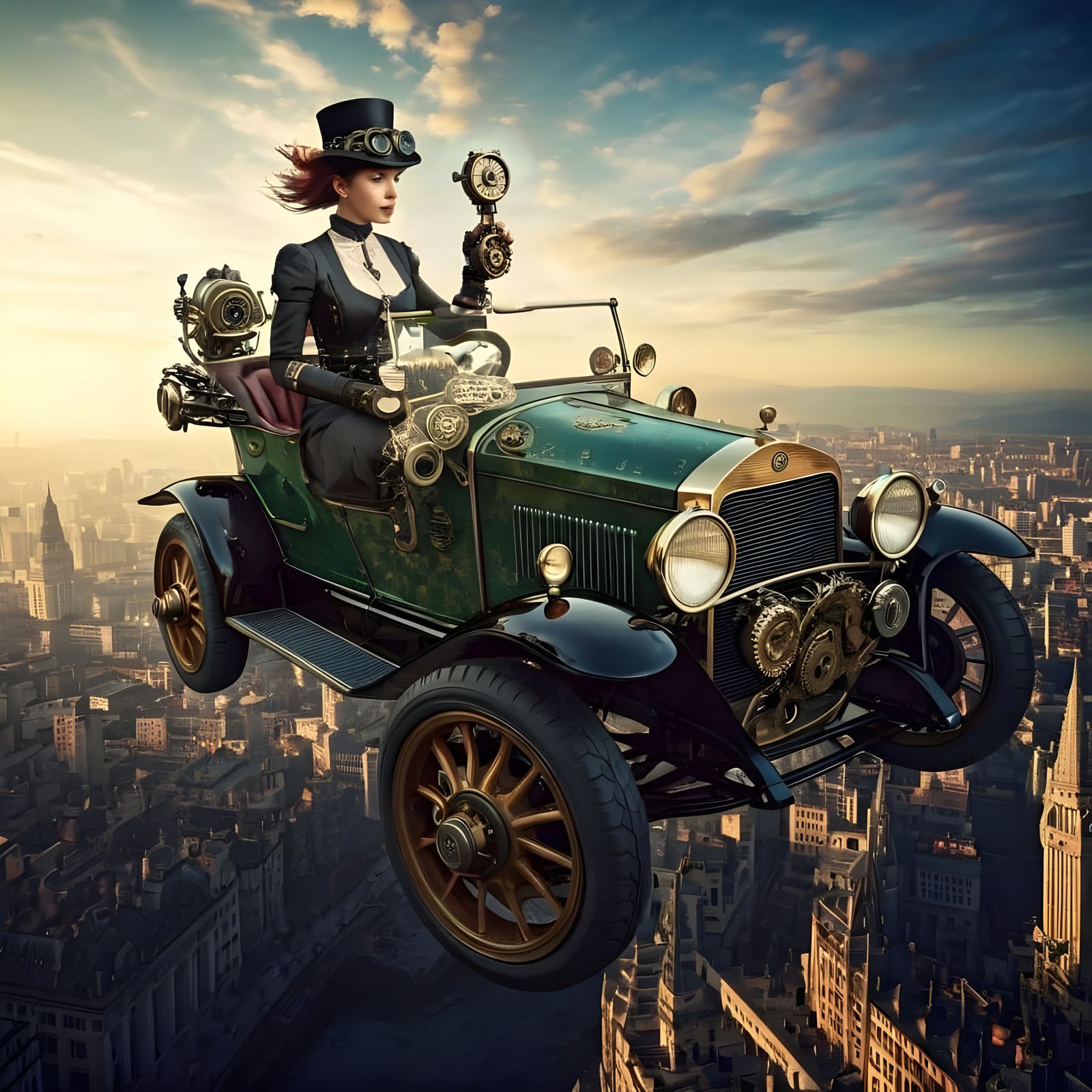 Flying Steampunk Car and Portable Clockwork Phone in 2025 (not ...