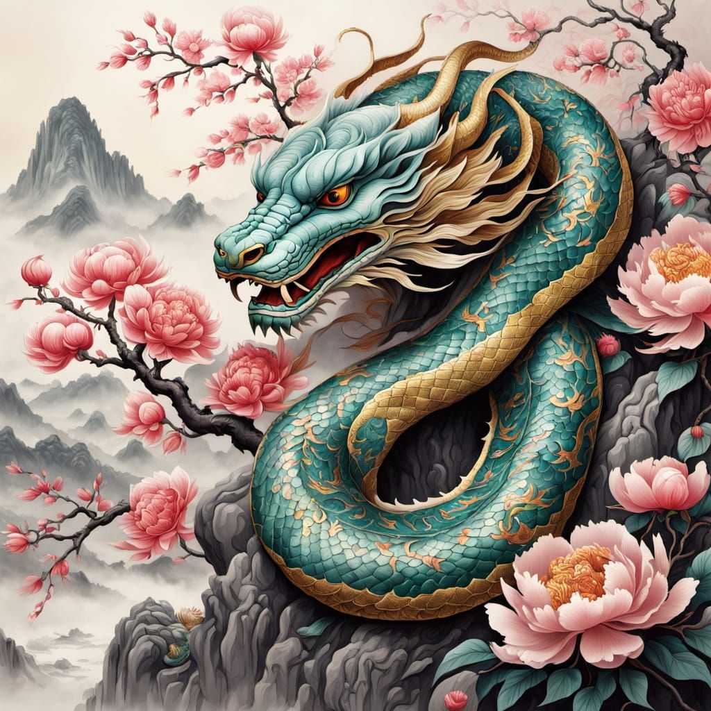 A painting of the Chinese year of the snake   by @Tia