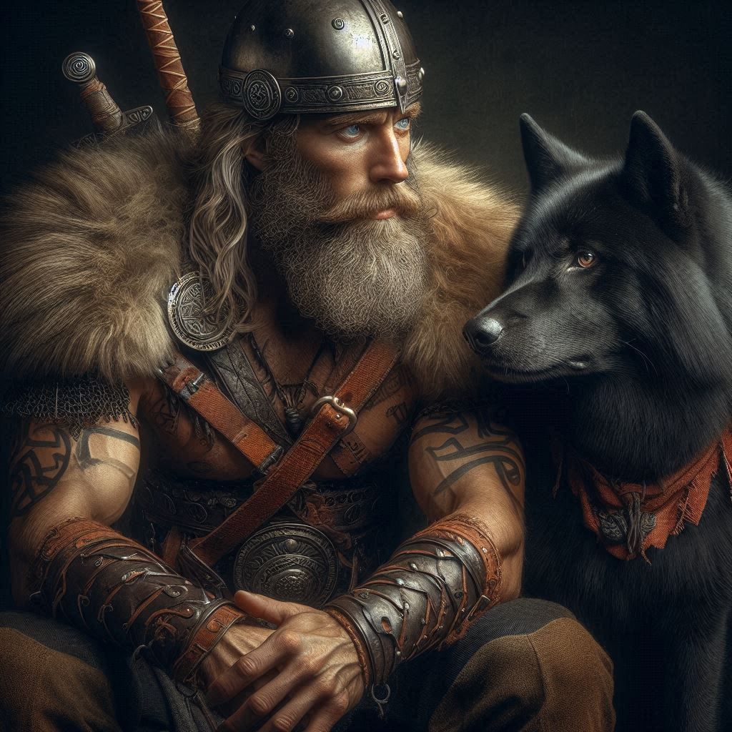 Entente  d un viking et son loup