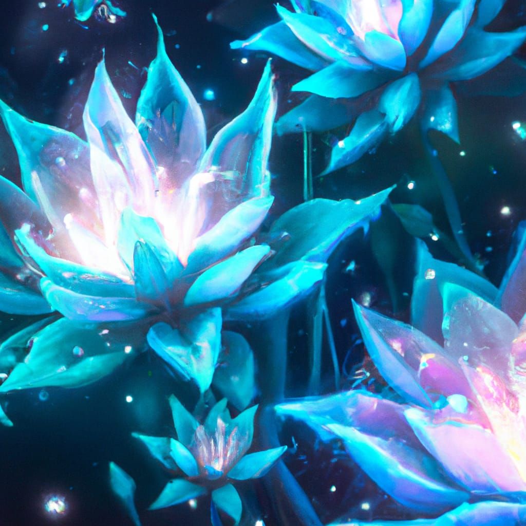 Neon glowing Crystal flowers AI Generated Artwork NightCafe Creator