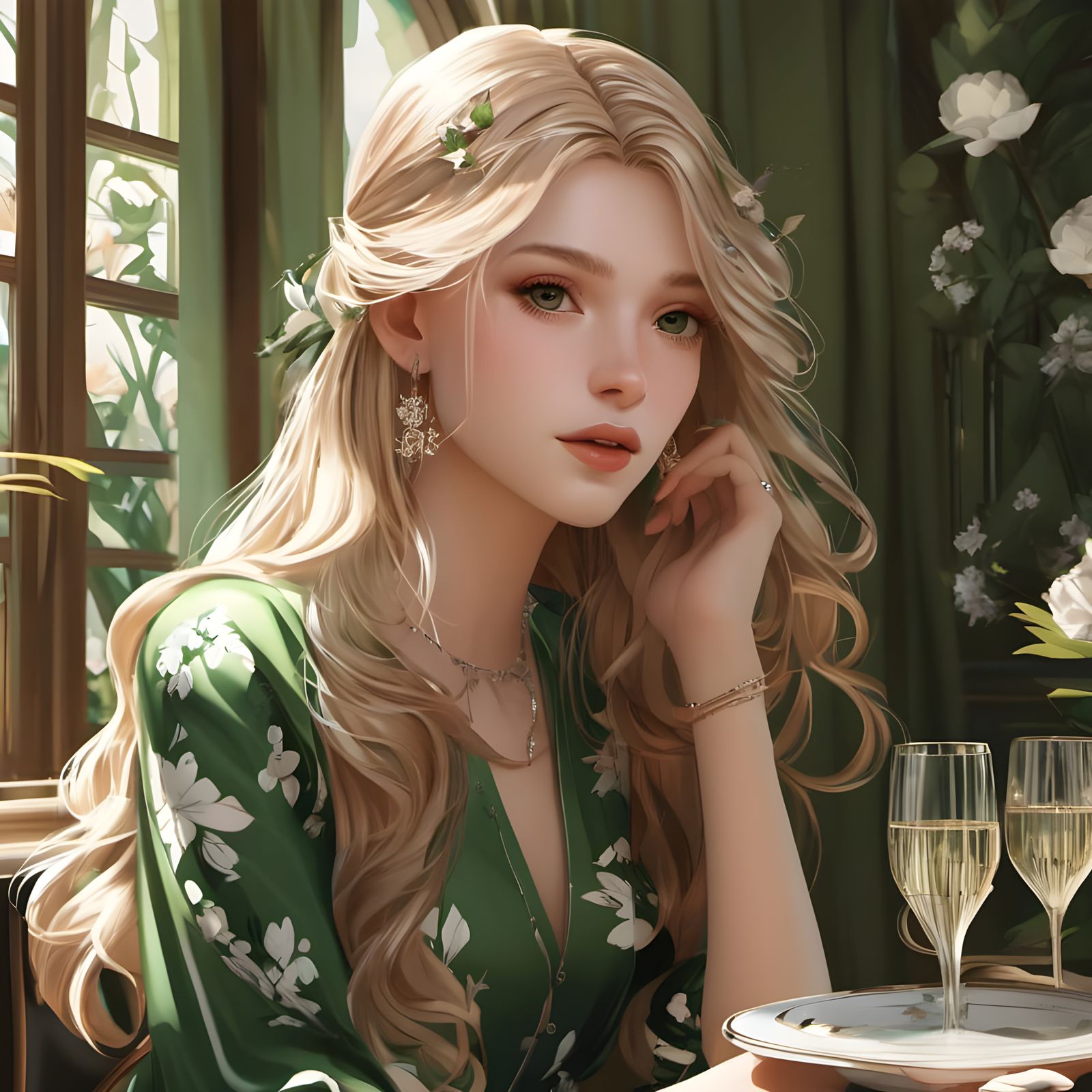 Abstract Green and Gold Ethereal Design