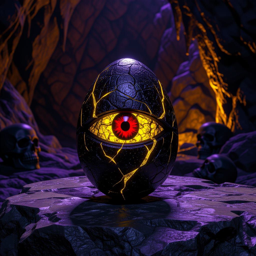Dark black Behelit Egg stone