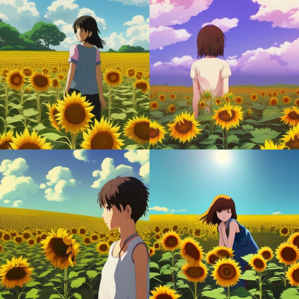 Girl in a sunflower field