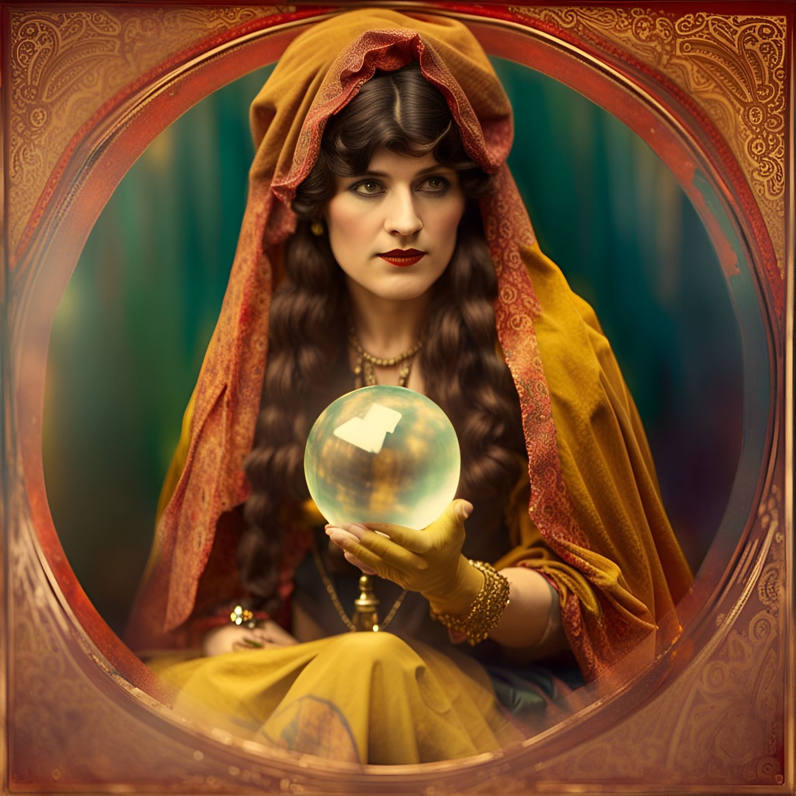 Romani Fortune Teller at the 1900 World's Fair AI Generated Artwork