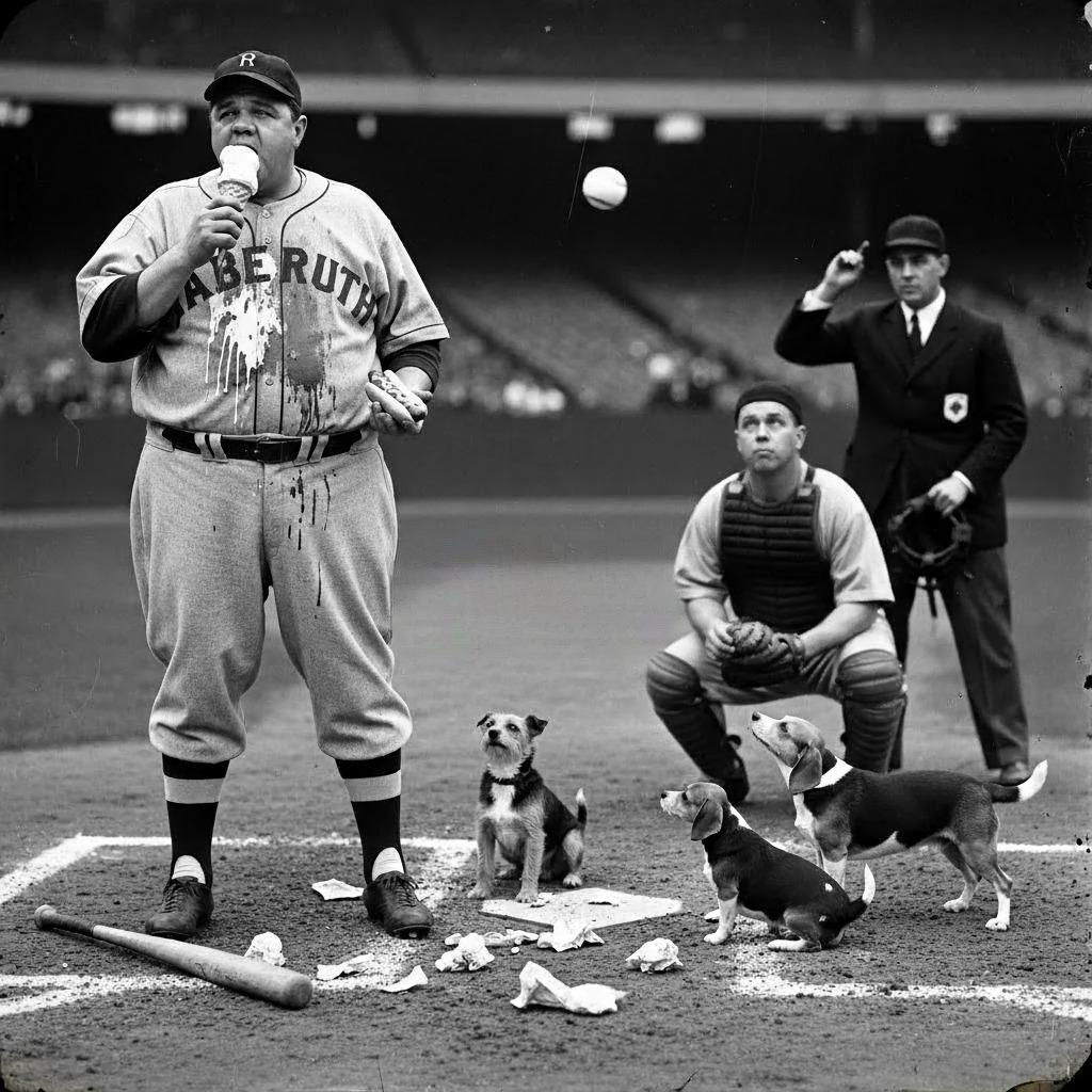 The "Bambino", the great Babe Ruth, taking a third strike wh...
