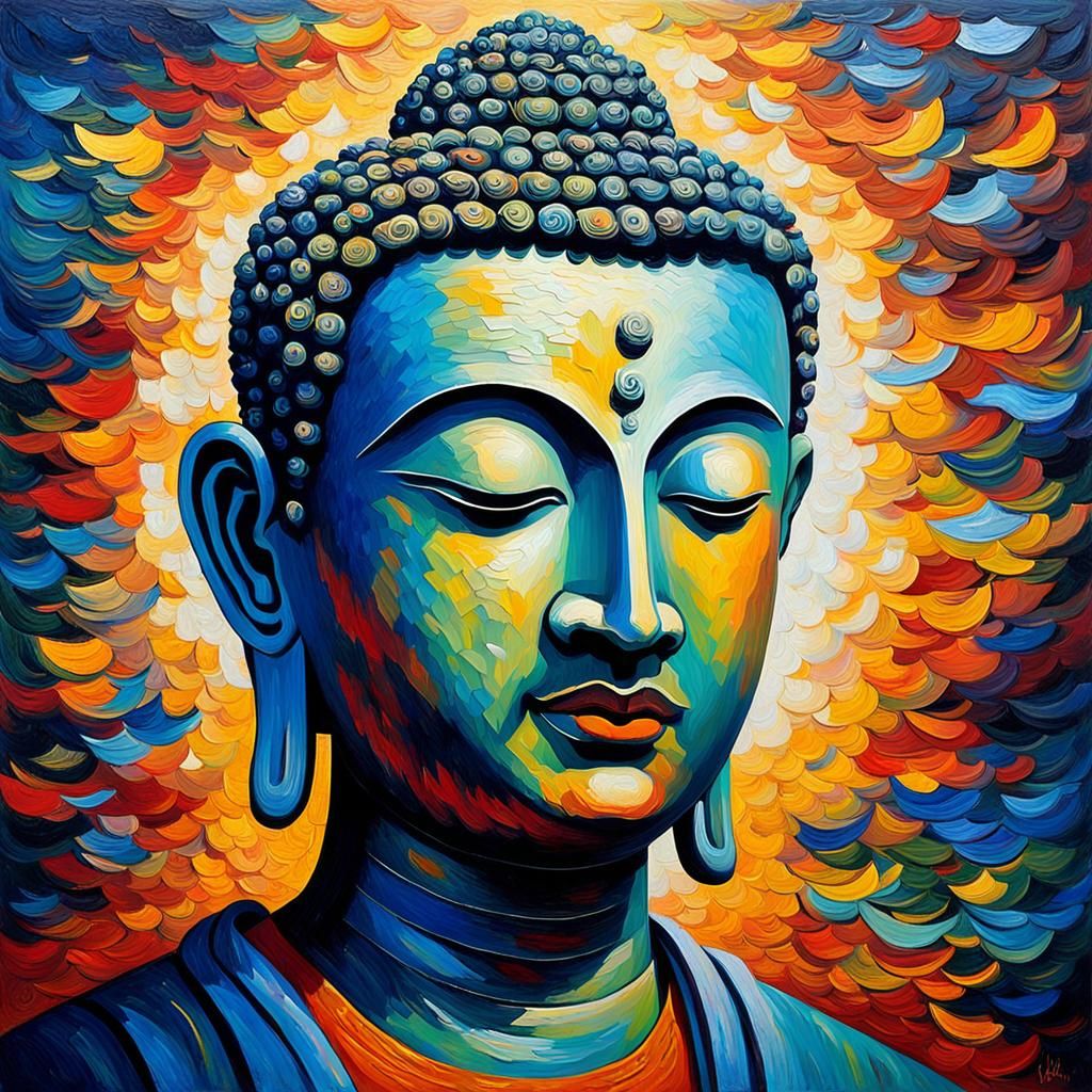 Vibrant Neo-Expressionist Portrait of Subhuti in Radiant Aur...