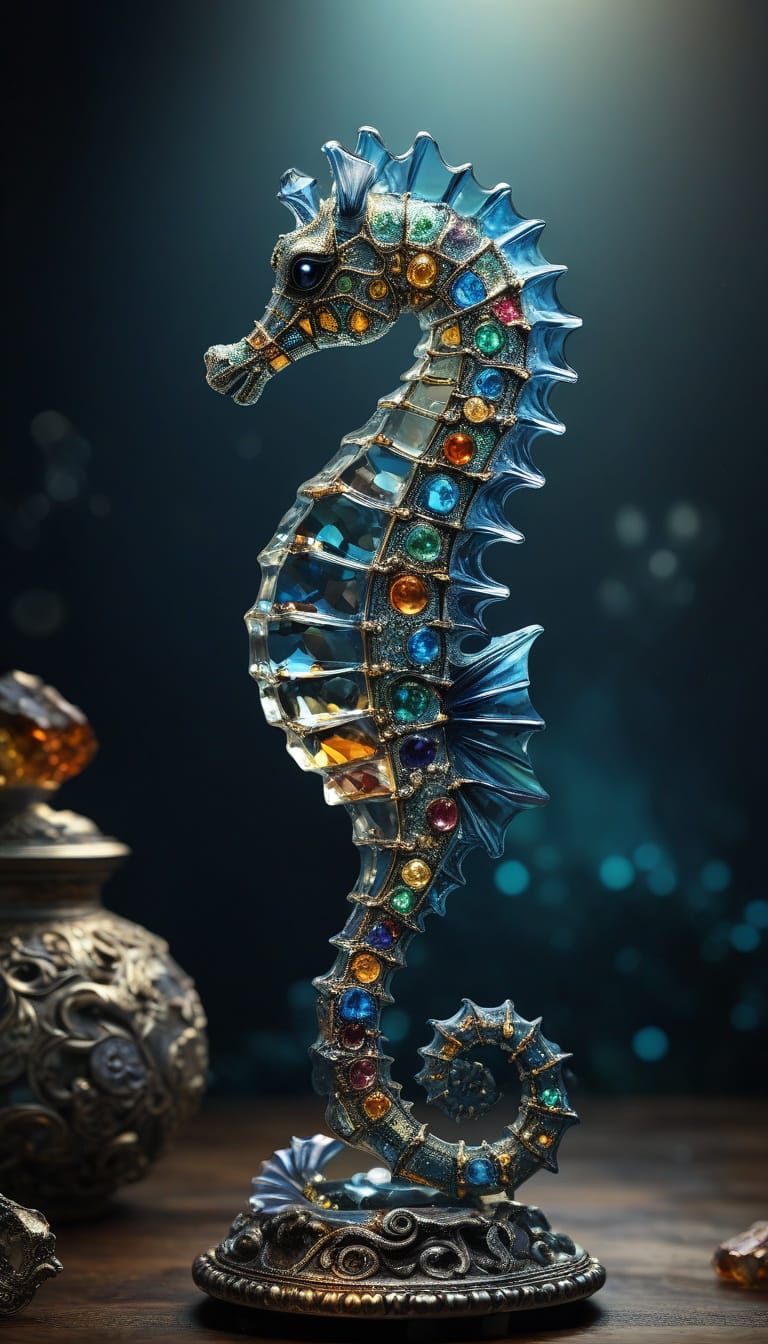 Glass sculpture seahorse   by @Mudslide55