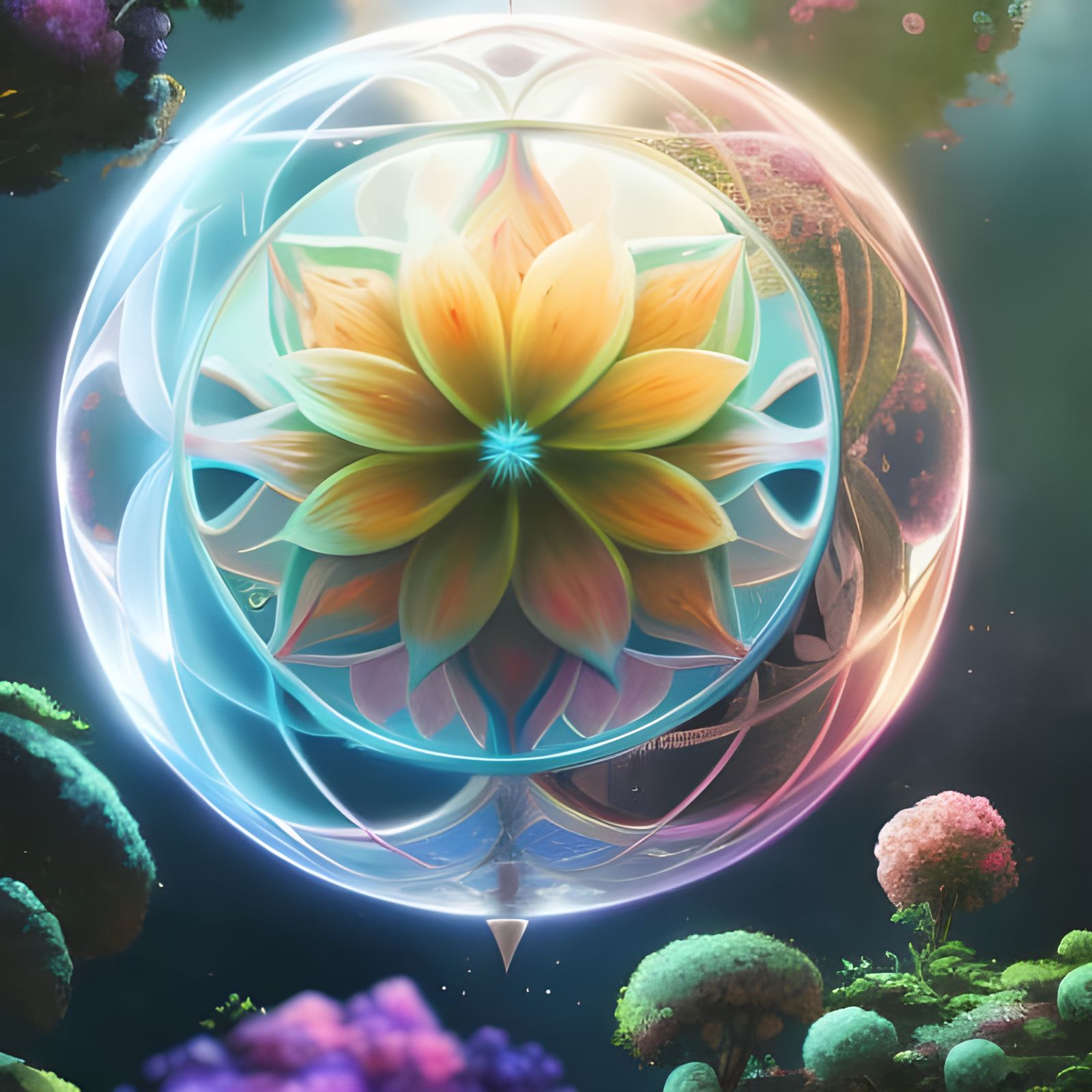 Whimsical Flower Cataclysm in Studio Ghibli Anime Style