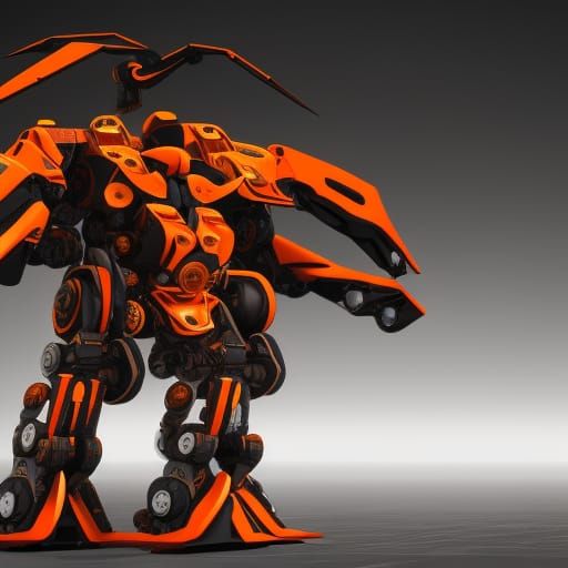 preset: mecha as lion flying with huge armord roring that is orange and black as a tiger saying wassap meanwhile figting...