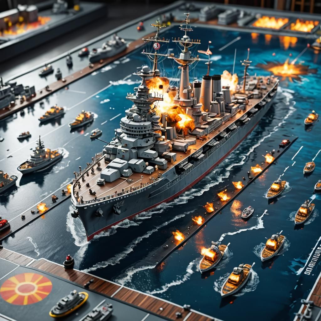A life sized interactive Battleship board game where the ships are exploding and the players are getting ...  by @Clayton