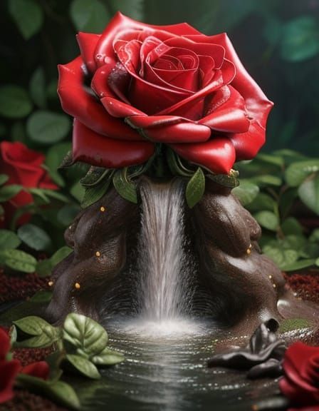 Rose waterfall - Magical Rose Waterfall Riverscape: Hyperrea...