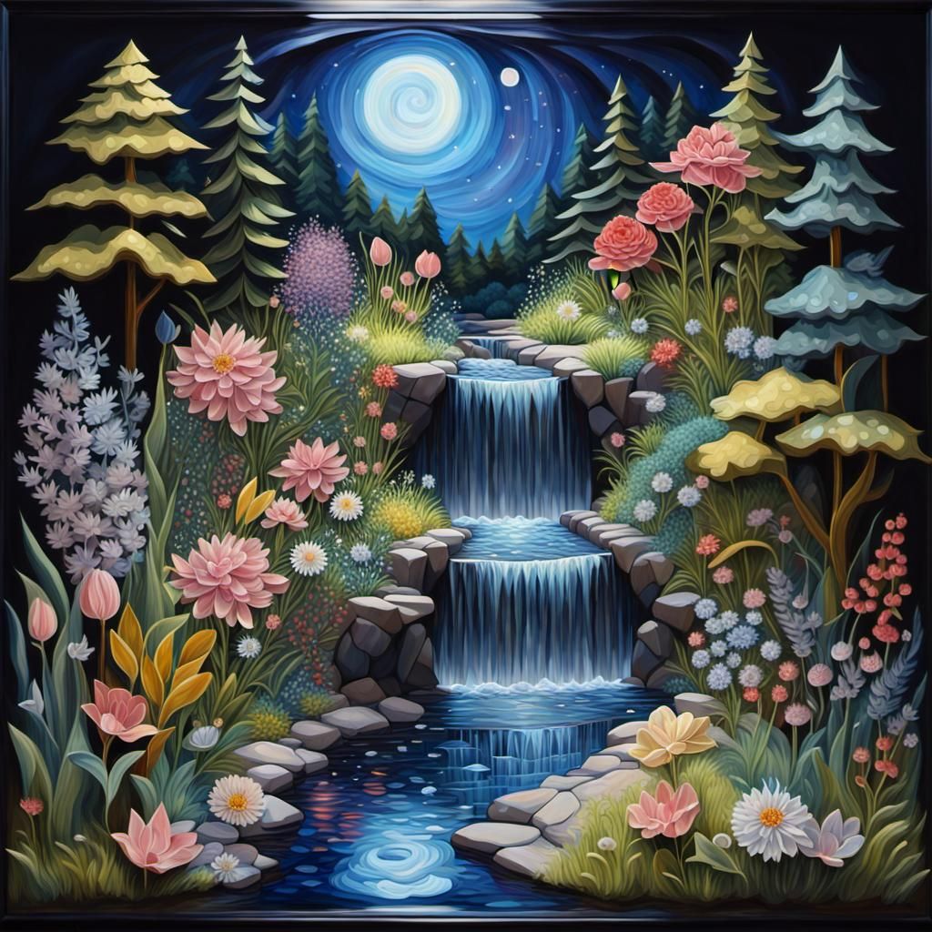 Waterfall of Solitude, draw and paint, love four seasons, spring,  attractions in dreams, HD wallpaper | Peakpx