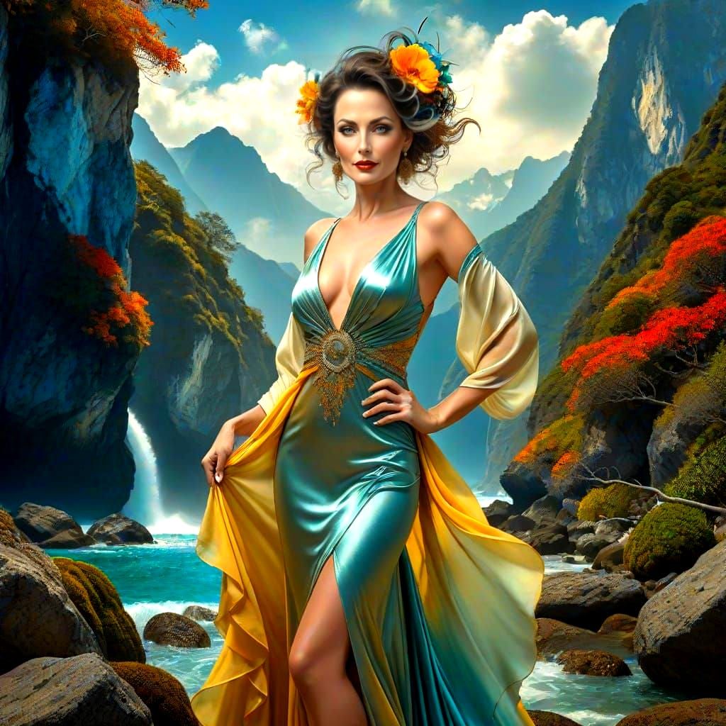 Surreal Lady in a Vibrant Fantasy World