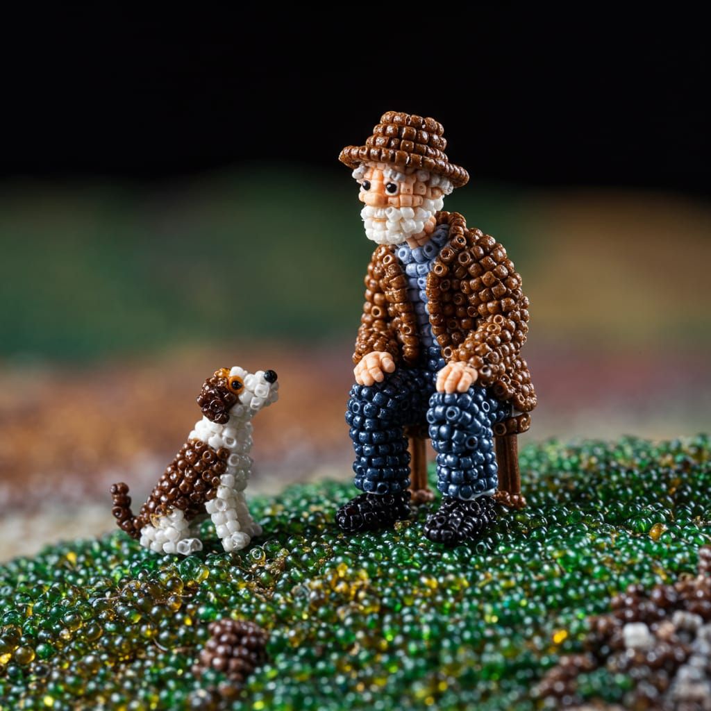 Old man and his dog (Textural Style Lab - Bead Blast)