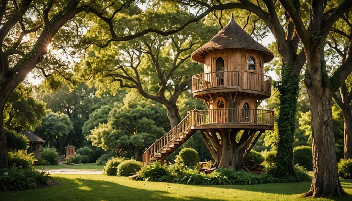 a fancy treehouse out in the back yard