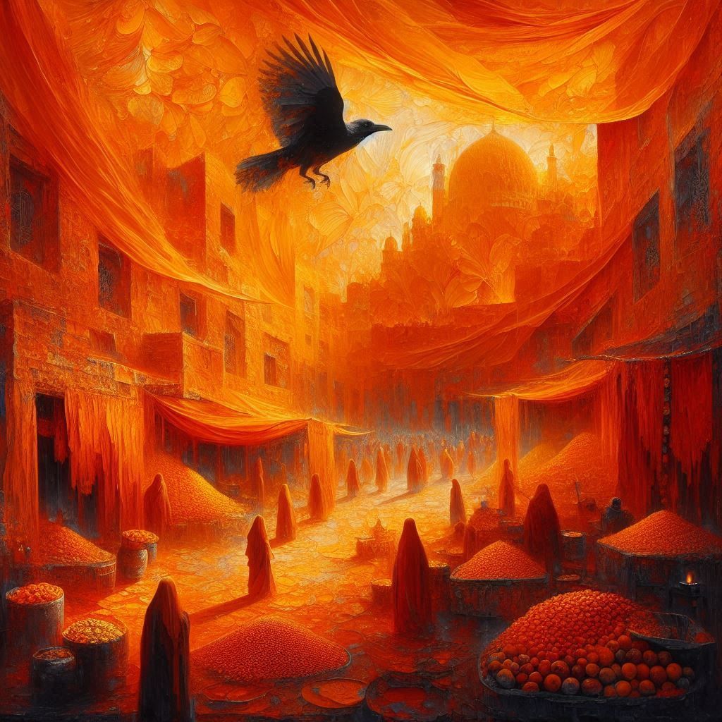 Crimson Bazaar at Dusk