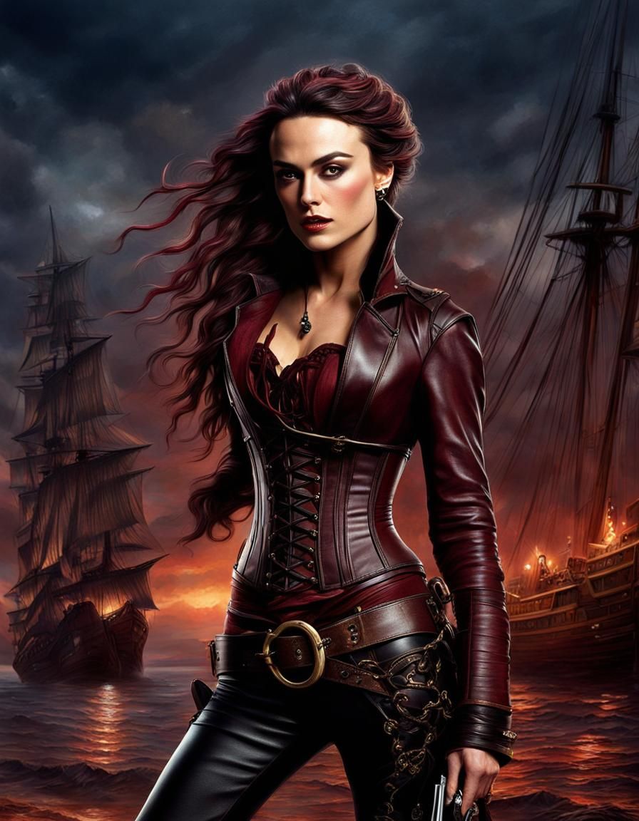 Keira Knightley ultrarealistic face, superdetailled as a Pirate in ...