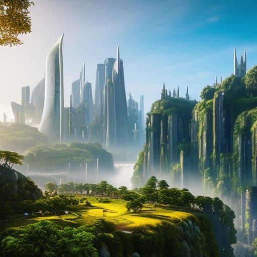 Alien futuristic city, impossible architecture, another worl...