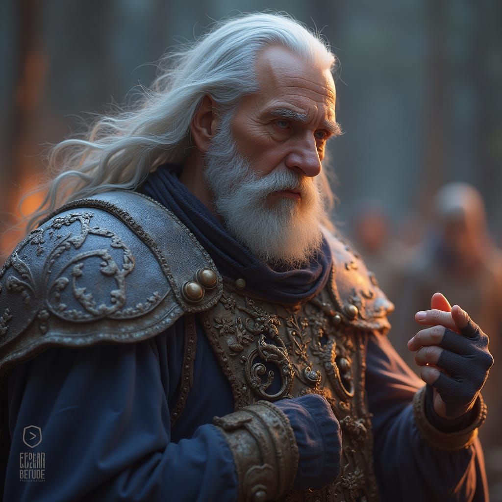 Young Man Sitting by Blue Pool in Realistic Style