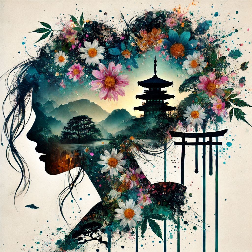 double exposure beautiful fantasy portrait landscape..