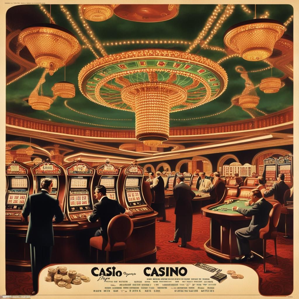 Vintage poster of casino, people, sharp