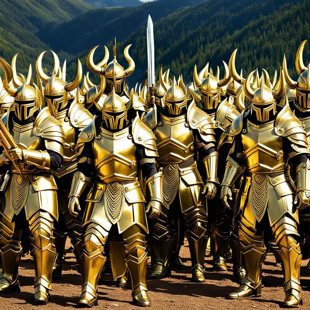 army of monsters in golden armour