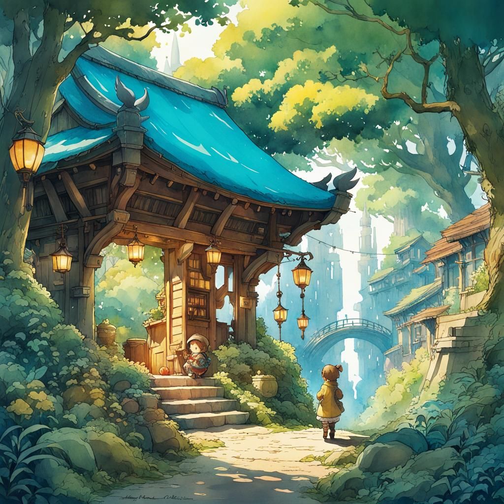 Cute watercolour fantasy illustration