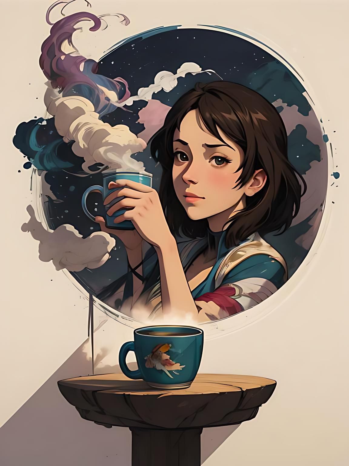 Colorful Smoke Art in Retro Vector Style