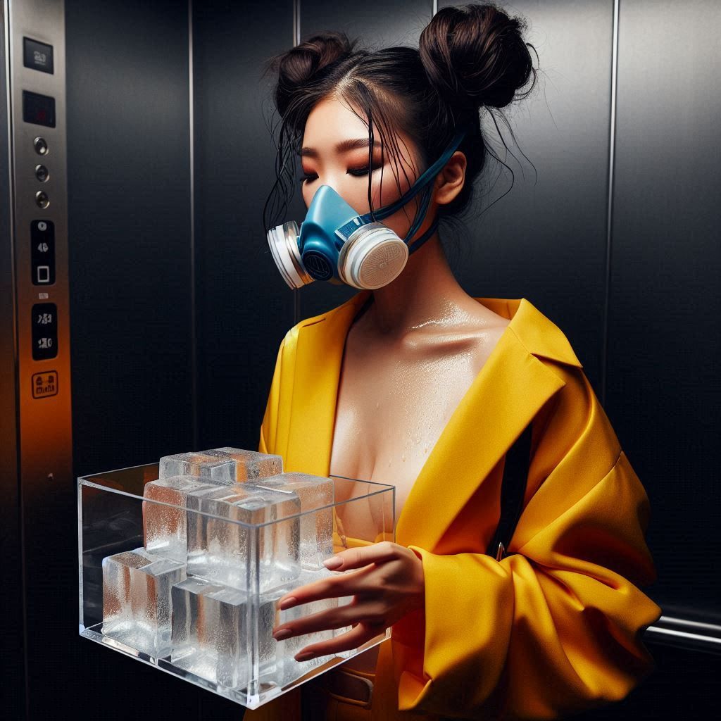 Ice cubes in elevator