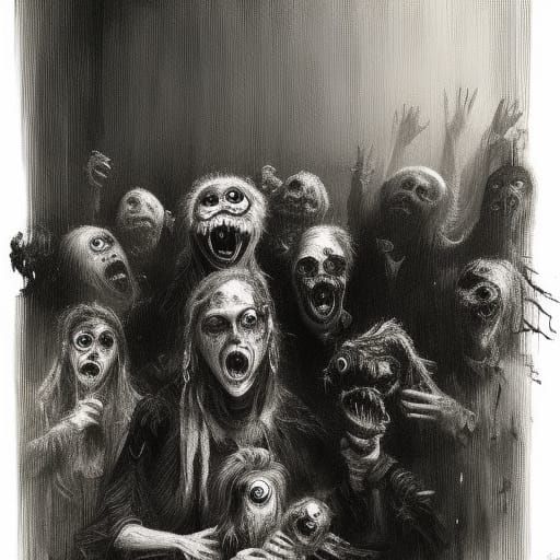 Zombie Muppets in a haunted theater.