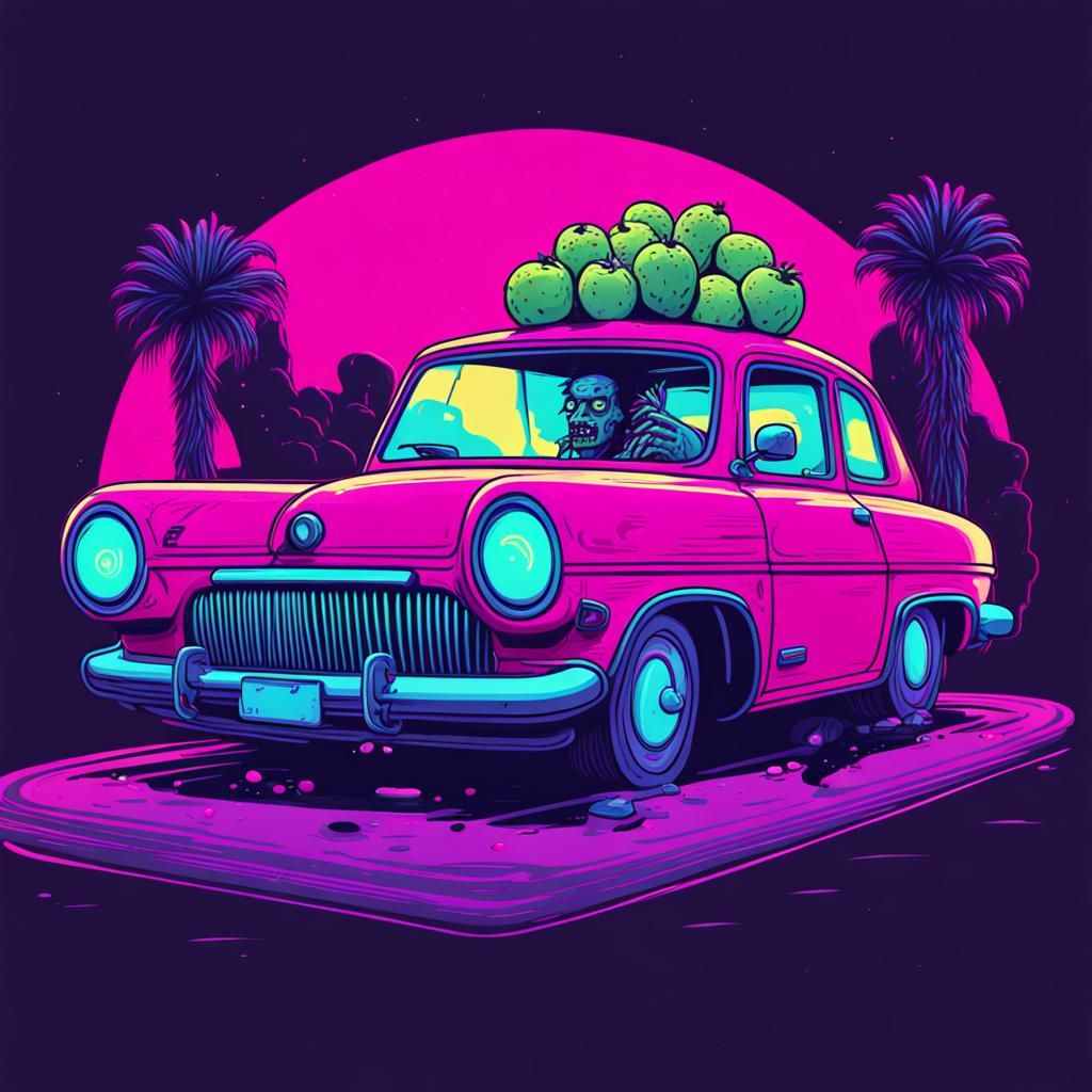 Outrun Zombie-Fruit Car - AI Generated Artwork - NightCafe Creator