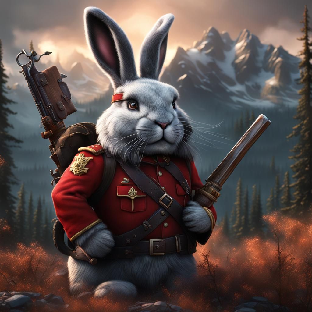 Evil fluffy bunny Canadian Mounty