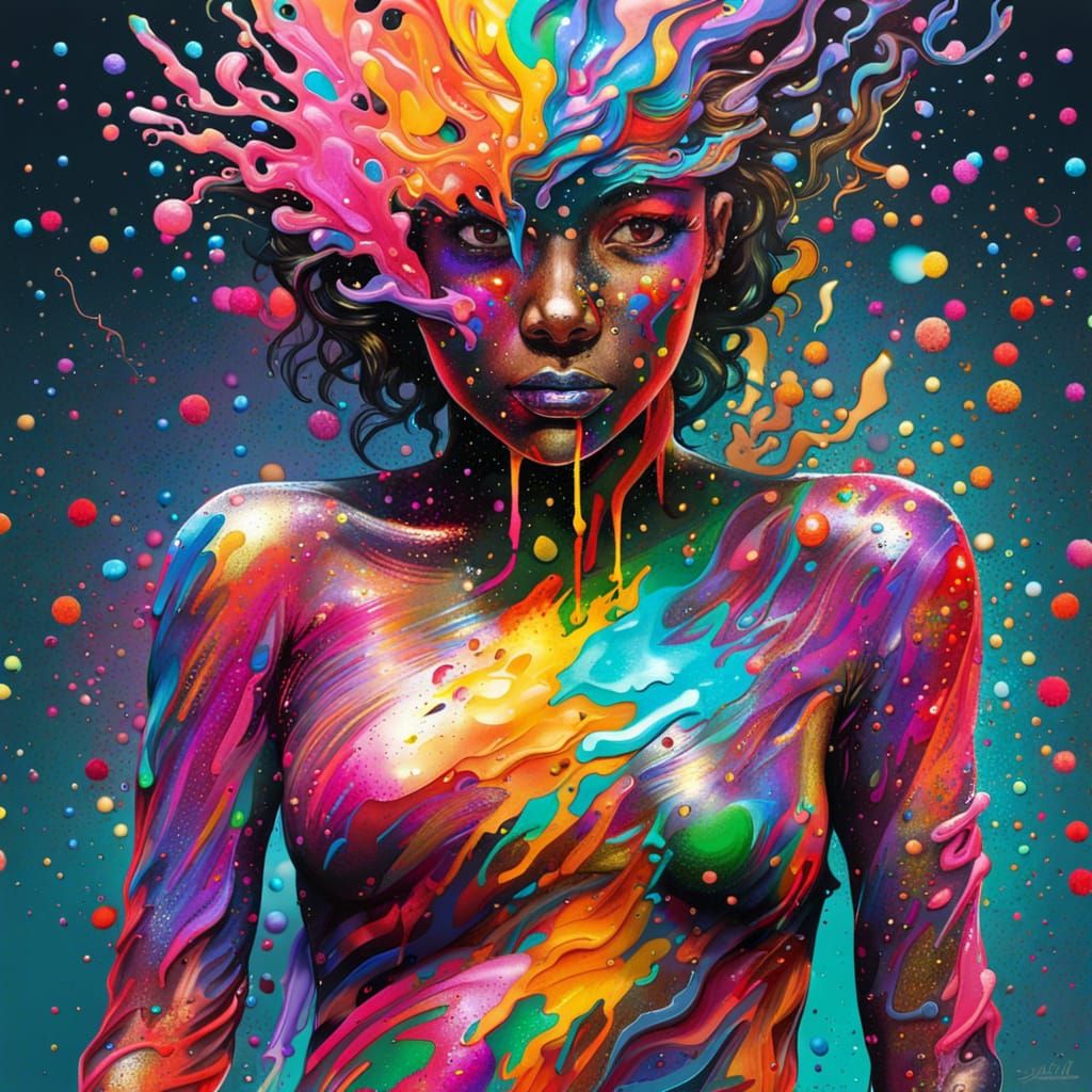 Person made out of colorful glitter