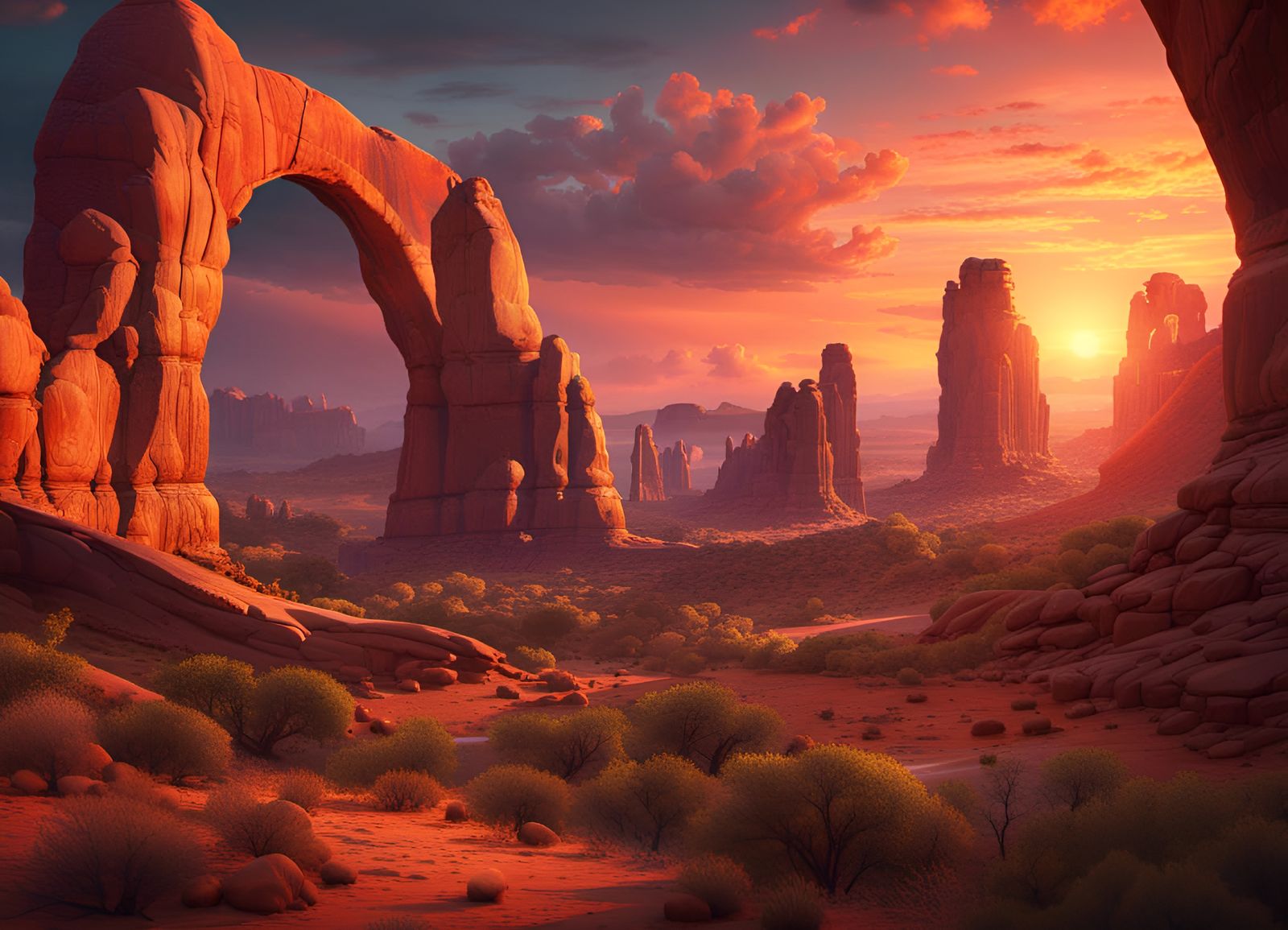 Arches National Park at Sunset  by @Mormookiee