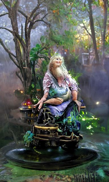 beautiful swamp witch sitting magical ethereal fantasy hyper...