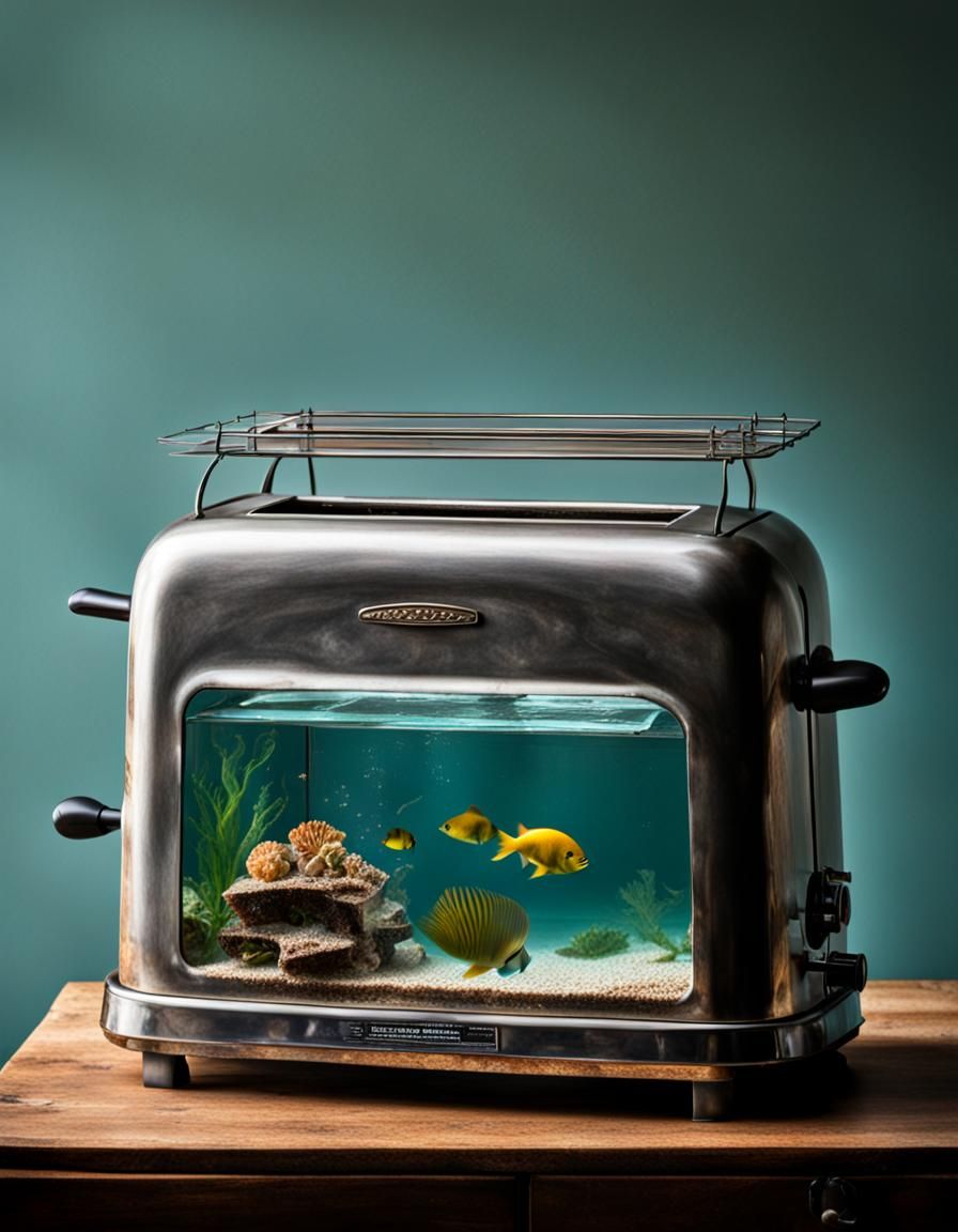 Antique Toaster being used an Aquarium