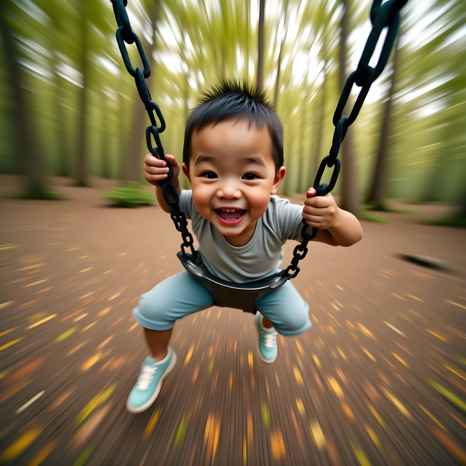child on a swing, unreal motion blur, <lora:Blur Effect:1.0>