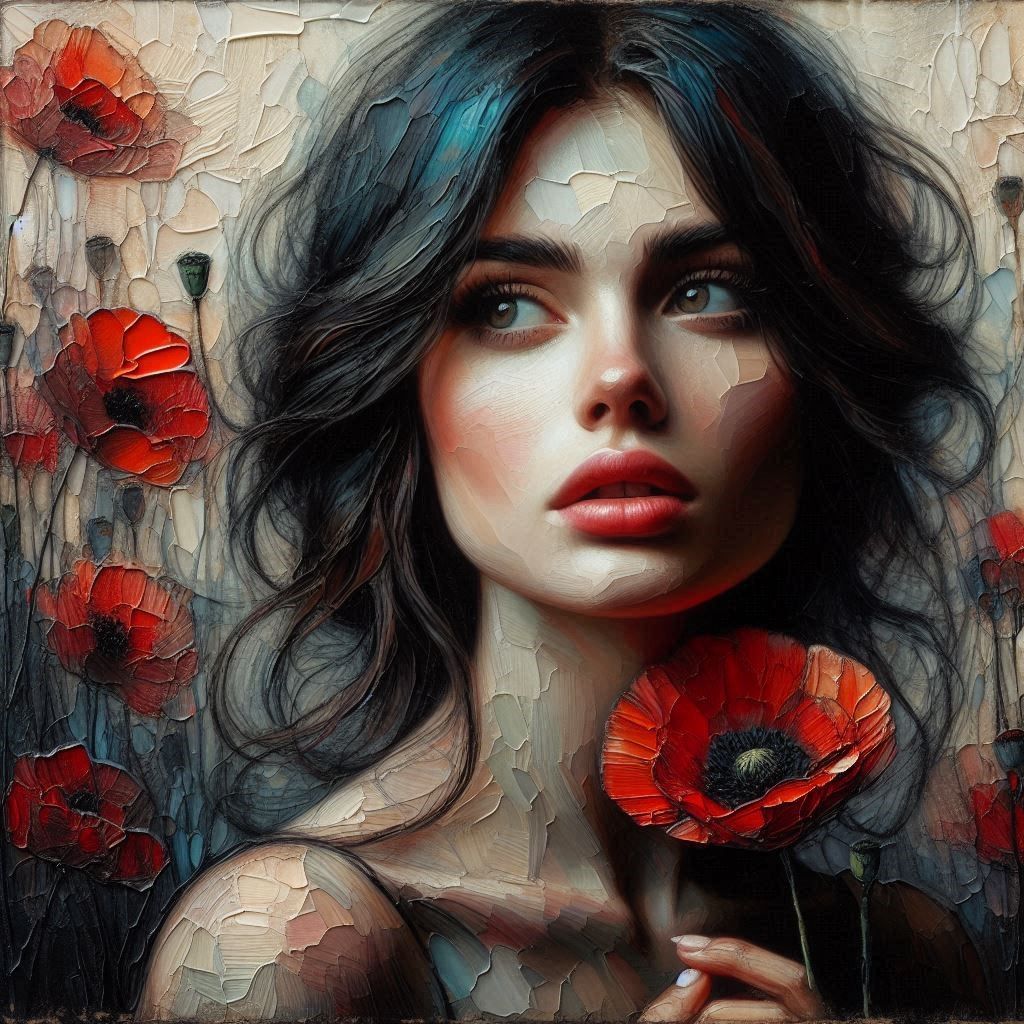 girl with poppies