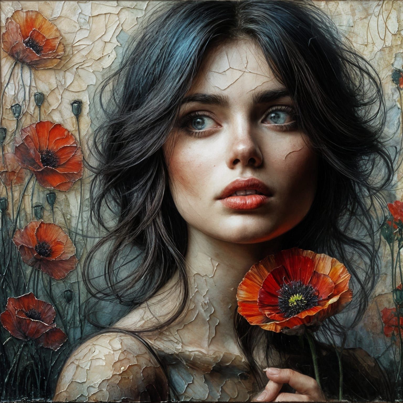 girl with poppies