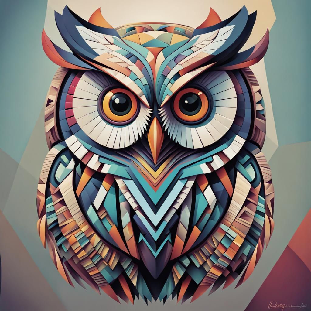 Colorful trippy tribal owl - AI Generated Artwork - NightCafe Creator