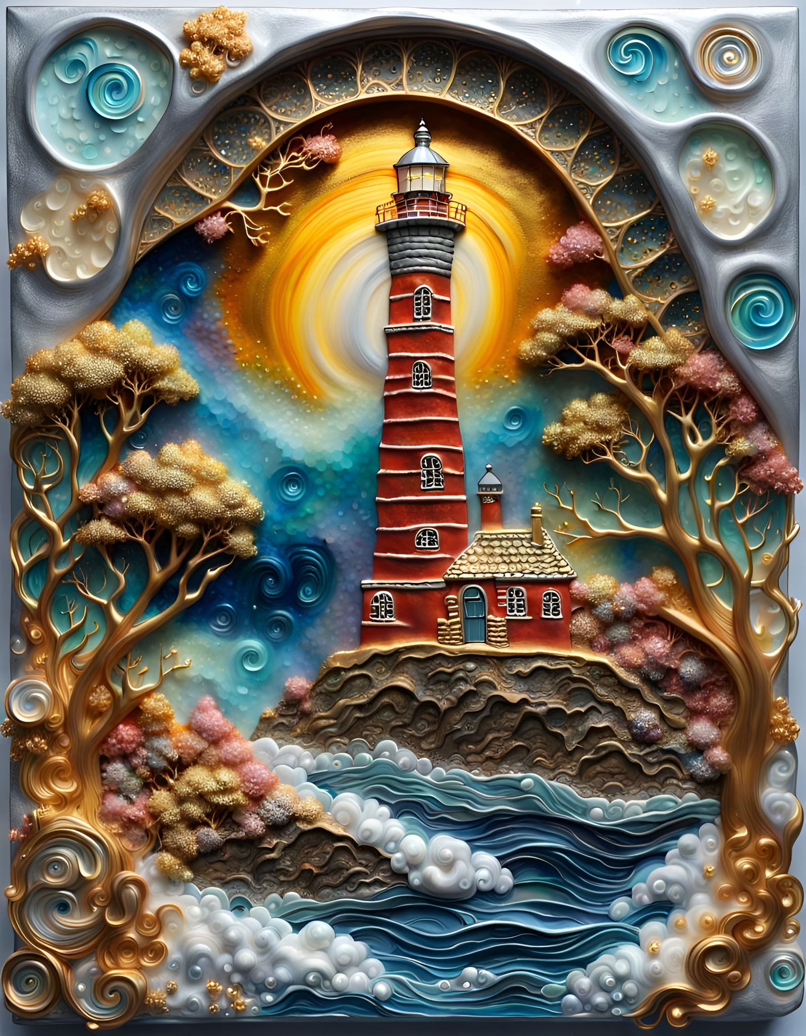 Lighthouse Overlooking Rough Seas  by @Eka